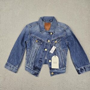Cult Gaia X Gap Jacket Kids 8-9 Blue Denim Trucker Collared Button Pockets New
